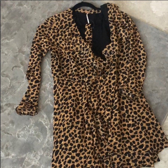 free people frenchie leopard wrap mini dress SZ M - Picture 6 of 6